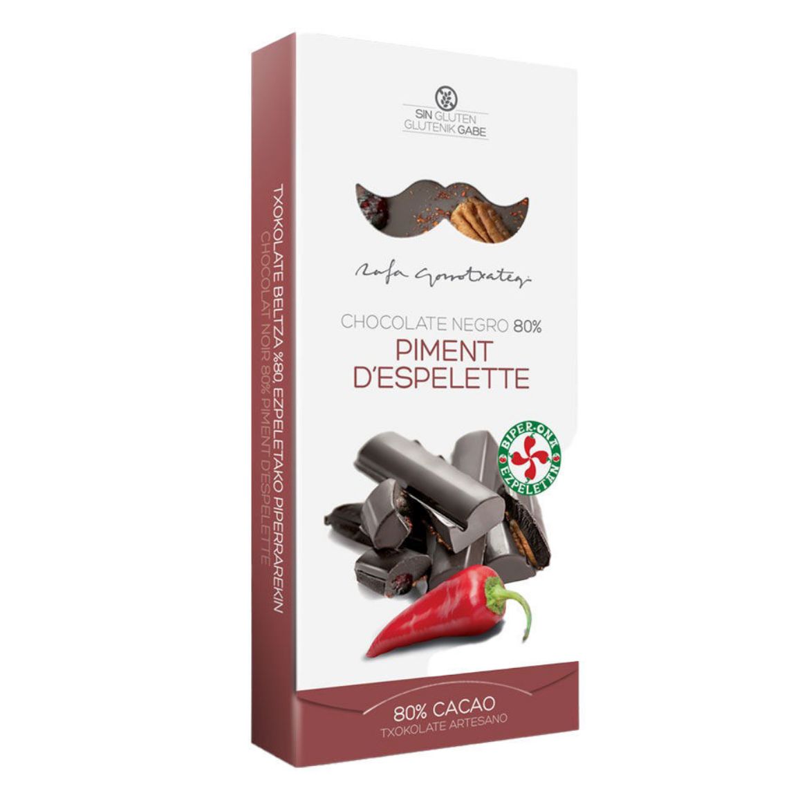 Schokolade 80% mit Piment d'Espelette von Rafa Gorrotxtagei
