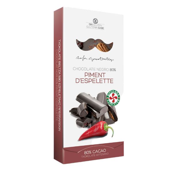 Schokolade 80% mit Piment d'Espelette von Rafa Gorrotxtagei Schokolade 80% mit Piment d'Espelette von Rafa Gorrotxtagei