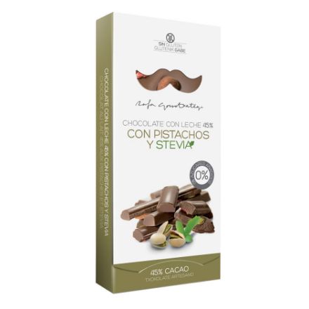 Schokolade 45% mit Pistazien und Stevia von Rafa Gorrotxategi