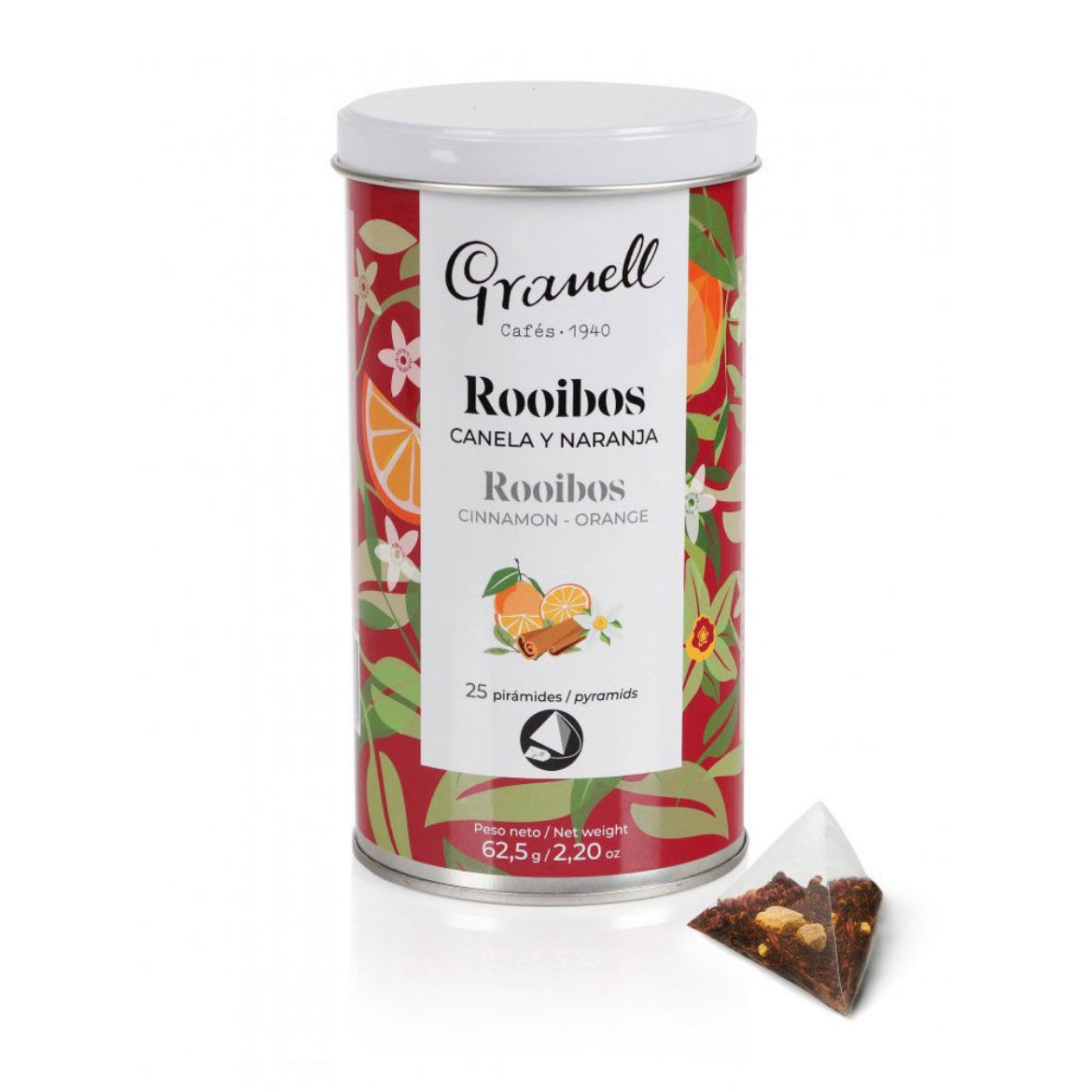 Rooibos Canela y Naranja - Rooibos Tee mit Zimt und Orange in Pyramiden von Cafés Granell