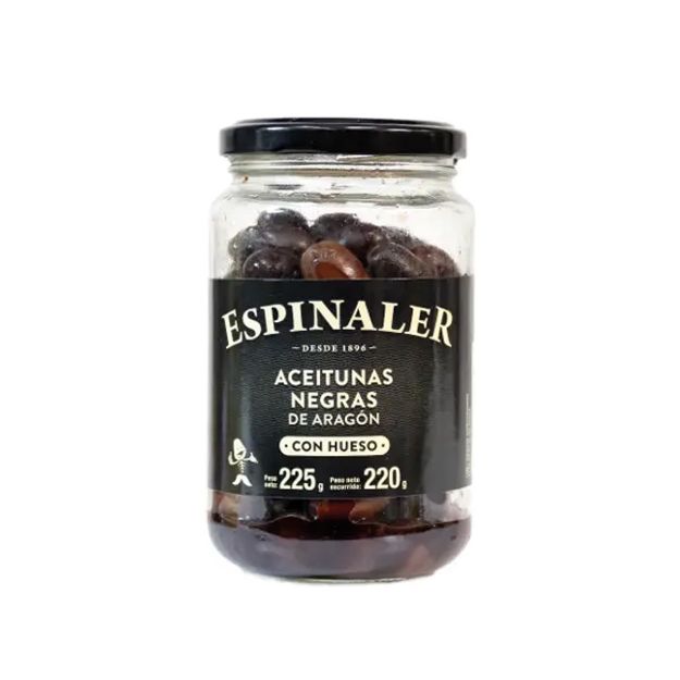 Schwarze Oliven aus Aragon im 220g Glas von Espinaler