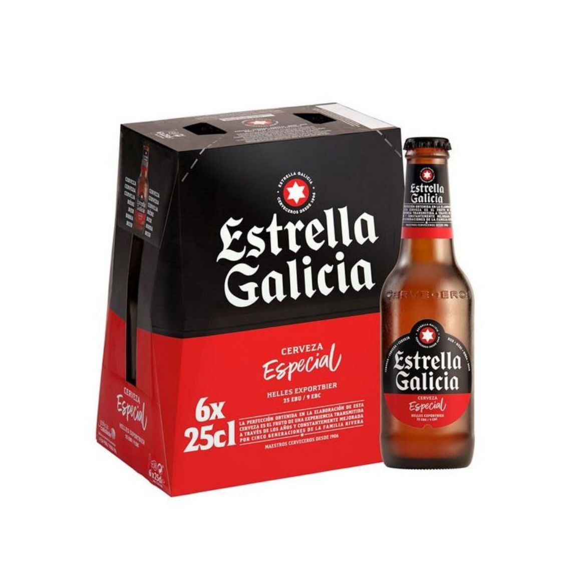 Estrella Galicia 25cl als Einzelflasche oder im 6er Pack