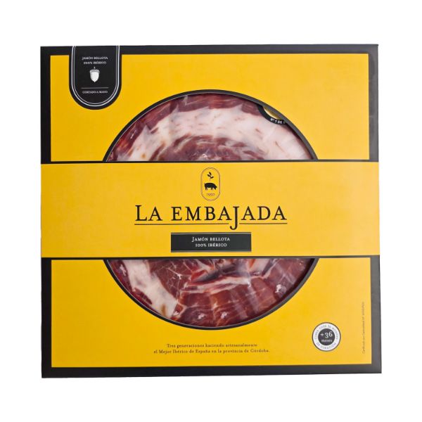 Jamón Bellota 100% Iberico - handgeschnitten im Geschenkkarton von La Embajada Jamón Bellota 100% Iberico - handgeschnitten im Geschenkkarton von La Embajada