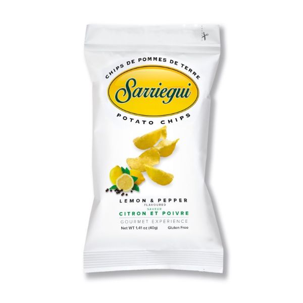 Patatas Fritas Limón & Pimienta - Kartoffel-Chips mit Zitrone & Pfeffer 40g von Sarriegui Patatas Fritas Limón & Pimienta - Kartoffel-Chips mit Zitrone & Pfeffer 40g von Sarriegui